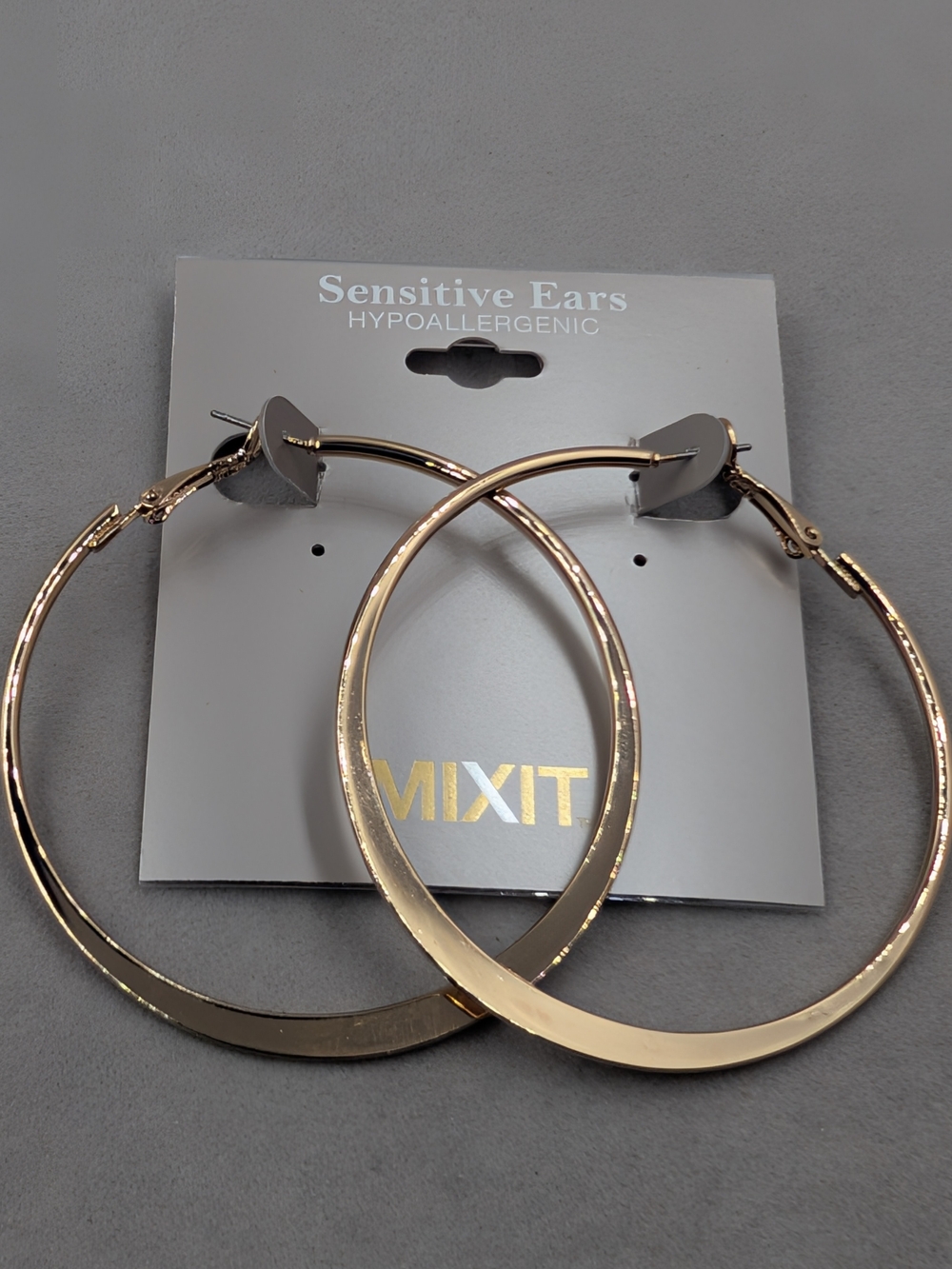 Mixit Oversized Gold Tone Flat Hoop Earrings Statement 2.5" NWT | 1408